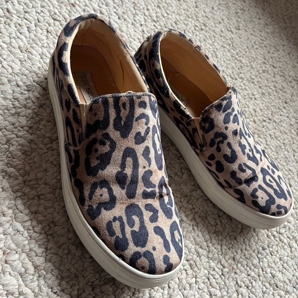 Gently used Steve Madden leopard sneakers
